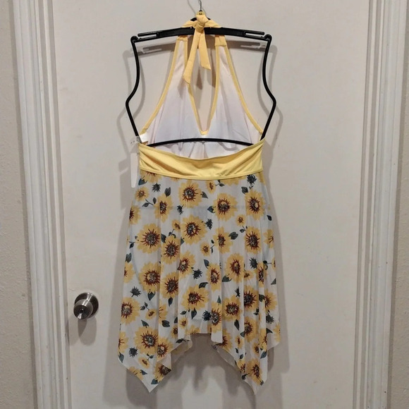 NWT Holipick Women's Sunflower Print Mesh Halter Style Swim Top M-Beach Resort - Picture 6 of 6